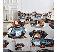 Bassotto Piumino Letto Singolo 4 Stagioni, Reversibile Piumino Natalizio Cane Salsiccia, Trapunta Bassotto Carina Animali, Piumone 135x200 Bassotto Fumetto, Decorativi Piumino Y-694