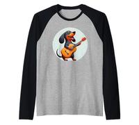 Bassotto Suonare la Chitarra Maglia con Maniche Raglan