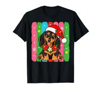 Bassotto Tropicale Natale Cappello di Babbo Natale Vacanze Cane Maglietta