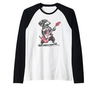 bassotto vintage weenie suonare la chitarra Maglia con Maniche Raglan