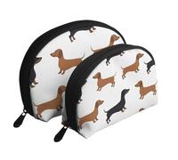 Bassotto Weiner Pet Dogs stampato, Borsa per trucco a conchiglia Portamonete da donna Borsa da toilette piccola Borsa per cosmetici 2 pezzi