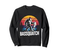 Bassquatch! Funny Bass Fishing Sasquatch Retro Anni '80 Fisherman Felpa
