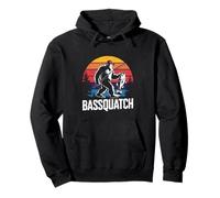 Bassquatch! Funny Bass Fishing Sasquatch Retro Anni '80 Fisherman Felpa con Cappuccio