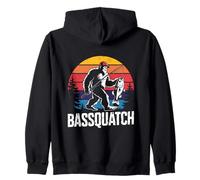 Bassquatch! Funny Bass Fishing Sasquatch Retro Anni '80 Fisherman Felpa con Cappuccio