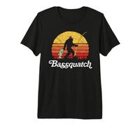 Bassquatch! Funny Bigfoot Fishing Outdoor Retro Maglietta Premium