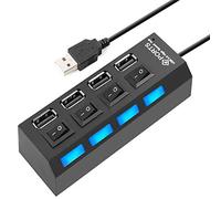 Bassulouda 4 Porte USB Hub Splitter USB 2.0 Hub LED con 4 Interruttori On/Off per Tablet Laptop Laptop Laptop