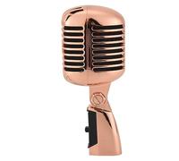 Bassulouda Microfono professionale cablato vintage classico con microfono vocale dinamico per karaoke dal vivo (oro rosa)