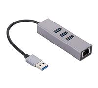 Bassulouda Scheda di Rete Gigabit USB in Lega di Alluminio 3 Porte 3.0 HUB USB a RJ45 per Scheda di Rete Gigabit