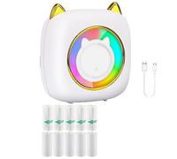 Bassulouda Stampante termica senza inchiostro tascabile per mini stampante autoadesiva 10 rotoli di carta termica per memo di appunti foto + bianco chiaro RGB