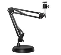 Bassulouda Supporto per Webcam per braccio di forbici, per braccio di freccia di sospensione da scrivania con base rotonda ottimizzata per Webcam