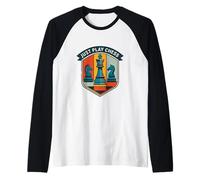 Basta Giocare a Scacchi retrò Gioco da Tavolo Amanti Giocatore di Scacchi Maglia con Maniche Raglan