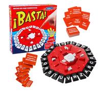 ¡BASTA! Gioco da tavolo in spagnolo, 2 modalità di gioco, design ottagonale con 24 lettere, set di parole, include 35 carte con 140 categorie, ideale per bambini e adulti (rosso e nero)