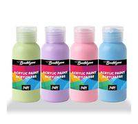 Bastelzone Chalky Set di colori acrilici - 4 colori da 100 ml per colori a gesso per bambini e adulti, colori per legno, tela, carta, tessuto, pietra, metallo, pouring 4 x 100 ml (colori pastello