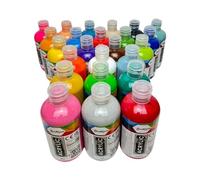 Bastelzone Set di colori acrilici 24 colori ciascuno da 250 ml per pittura ad alta pigmentazione e coprente per tela, cipria, legno, pietra, carta, gesso, metallo, ecc. Colori multiuso, 24 x 250 ml