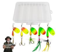 BASTI SPINNER PER LA PESCIA BASSE, SPINNERBAIT LURES FISHE | Larre Paillettes Con Ganci Piume,5x Modelli Di Spinnerbait Con Scatola Di , Da Per La Trota Bassa D