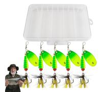 BASTI SPINNER PER LA PESCIA BASSE, SPINNERBAIT LURES FISHE | Larre Paillettes Con Ganci Piume,5x Modelli Di Spinnerbait Con Scatola Di , Da Per La Trota Bassa D