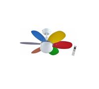 Bastilipo BOLONIA DC Ventilatore da soffitto con motore DC, telecomando, 75 cm Ø, 6 pale, bianco/multicolore, telaio bianco