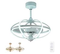 Bastilipo Miami-Ventilatore da soffitto con Luce Telecomando-3 Colori LED-Gamma Luxury, Metallo, Bianco, Diametro Total 63 cm