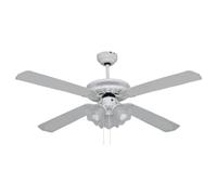 Bastilipo - Ventilatore da soffitto classico, tre paralumi 3xE27, 60 W, bianco, diametro 132 cm, bianco Alicante