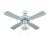 Bastilipo - Ventilatore da soffitto con luce E27, 50 W, bianco, 105 x 42 cm, Nerja