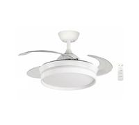 Bastilipo - Bianco Ventilatore da soffitto a 4 pale retrattili 40 cm, motore DC 30 W, telecomando, luce LED 3 colori 28 W, FALESIA COMPACT