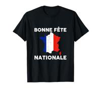 Bastille Giorno Francia Bandiera Mappa Bonne Fête Nationale Maglietta