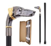 Baston de Cammino Testa di Levriero Grigio Dorato - Stile Britannico, Bastone Elegante e Lussuoso per La Escursionismo, Il Cosplay, L'Uso Quotidiano Regalo