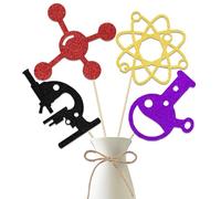 Bastoncini centrotavola per feste scientifiche, decorazioni per feste di compleanno a tema chimica, laboratori di scienze pazze per baby shower, forniture per decorazioni per feste, blu, nero, rosso,