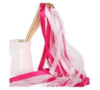 Bastoncini con nastro per matrimoni, Bacchette Di Nastro Pizzo Multicolor Con Campane for Balli Festa Nozze Confezione Da 10, 30, 50 Pezzi(Red,30pcs)