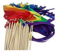 Bastoncini con nastro per matrimoni, Nastro for matrimoni e stelle filanti con campanelli d'argento, colori misti, dimensioni multiple(20PCS)