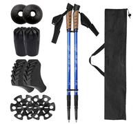 Bastoncini da Trekking Leggeri in Lega di Alluminio, Set da 2 Bastoncini Regolabili per Escursionismo, Bastoncini Pieghevoli con Impugnature in Sughero e Sistema di Bloccaggio Rapido(Blue)