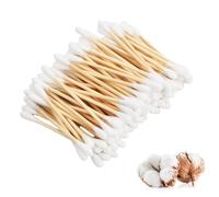 Bastoncini di Bambù, 400 Bastoncini di Bambù con Punte Doppie e Rotonde, Bastoncini per le Orecchie in Cotone al 100% senza Plastica, Testine in Cotone Morbido, Biodegradabili e Ecologici