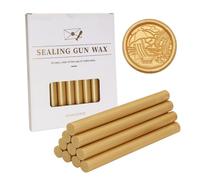 Bastoncini di Ceralacca per Pistola a Colla, 10 Pezzi Stick Ceralacca 11 mm Colore Metallico per Bricolage, Timbri, Lettere, Buste, Biglietti, Inviti, Feste (Oro)