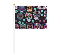 Bastoncini di zucchero a forma di teschio, piccoli, tenuti in mano, con aste, per parate nazionali, decorazioni per feste sportive