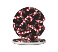 Bastoncini di zucchero natalizi a strisce bianche e rosse, confezione da 2, sottobicchieri in ceramica assorbenti per auto, sottobicchieri antiscivolo per auto, accessori pe