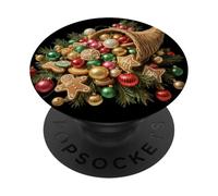 bastoncini di zucchero pane allo zenzero Natale e una cornucopia PopSockets PopGrip Adesivo
