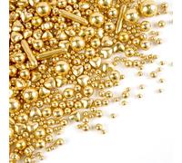 Bastoncini dorati a forma di cuore con perle per decorazione di torte, 150 g, dimensioni miste, per decorazioni di torte, ciambelle, cupcake, prodotti da forno, forniture per feste di nozze di San