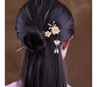 Bastoncini for capelli vintage, bastoncini for capelli cinesi in argento 925 for donne Capelli lunghi Bacchette for capelli retrò Giada naturale Decorazione perline turchesi Bastoncini for capelli Acc