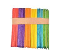 Bastoncini Legno 50 pezzi/lotto di bastoncini di ghiacciolo in legno e colorati for gelato, fatti a mano, fai da te, in legno, artigianato artistico(Multicolor,93x10x2mm)