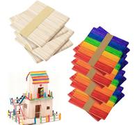 Bastoncini Legno 600 Pcs 11.4 cm,Dancepandas Bastoncini di Legno Colorati,Stecchi per Gelato,per Artigianato Fai-da-te,Naturale Legnetti,200 Finitura in Naturale,400 Colorato