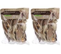 Bastoncini per cani - Orecchie di coniglio - 200g - con pelo - supporto naturale per denti e digestione (Confezione da 2)