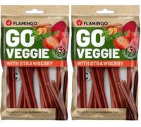 Bastoncini per cani - Veggie Stick alla fragola - 12cm - 78g - leccornia vegetale - supporto alla digestione - senza zuccheri aggiunti (Confezione da 2)
