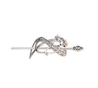 Bastoncini Per Capelli 1 forcina vichinga, for capelli con corona di a farfalla scavata in stile retrò(Silver dragon)