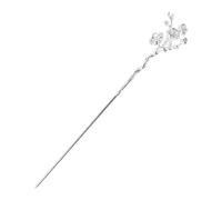 Bastoncini Per Capelli 1 pezzo di perline fiore forcina porta chignon bastoncini for capelli in metallo forcina copricapo da donna 17 cm Capelli Twist Perni(Silver)