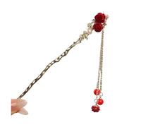 Bastoncini Per Capelli 1pc rosso tornante fiori farfalla nappa design retrò estetica tradizionale accessorio for capelli cosplay quotidiano(Color 4)