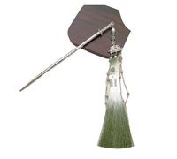 Bastoncini Per Capelli Forcina for capelli con nappa a spada vintage - Bastone for moderno Qipao, accessorio minimalista Hanfu Updo for le donne, versatile abbigliamento quotidiano(Green)