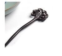 Bastoncini per capelli, forcina per capelli, 2 pezzi, bastoncini per capelli, intaglio in legno nero, semplice passo, shake, abito vintage, forchette per capelli in legno, accessori (colore metallo: 2