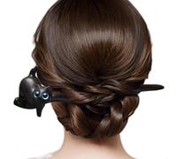 Bastoncini per capelli in legno di sandalo naturale, forcina in legno | Forchetta per capelli a forma di gatto | Forcina in legno di ebano nero, bastoncini per capelli tenerezza casual, da s