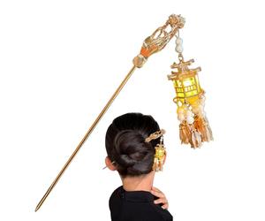 Bastoncini per capelli per panini - Forcine per capelli bacchette luminose - Bastoncini con pompon lanterna lucida, stile antico cinese vintage per la fabbricazione di che