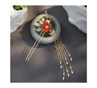 Bastoncini Per Capelli Perle di fiori rossi color oro Nappe lunghe Bastoncini for capelli Forcine Accessori for capelli da sposa Copricapo di gioielli for capelli da sposa Capelli Twist Perni(Style 11